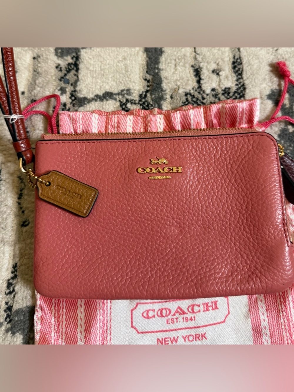 Coach Pink Double Corner Zip Wristlet